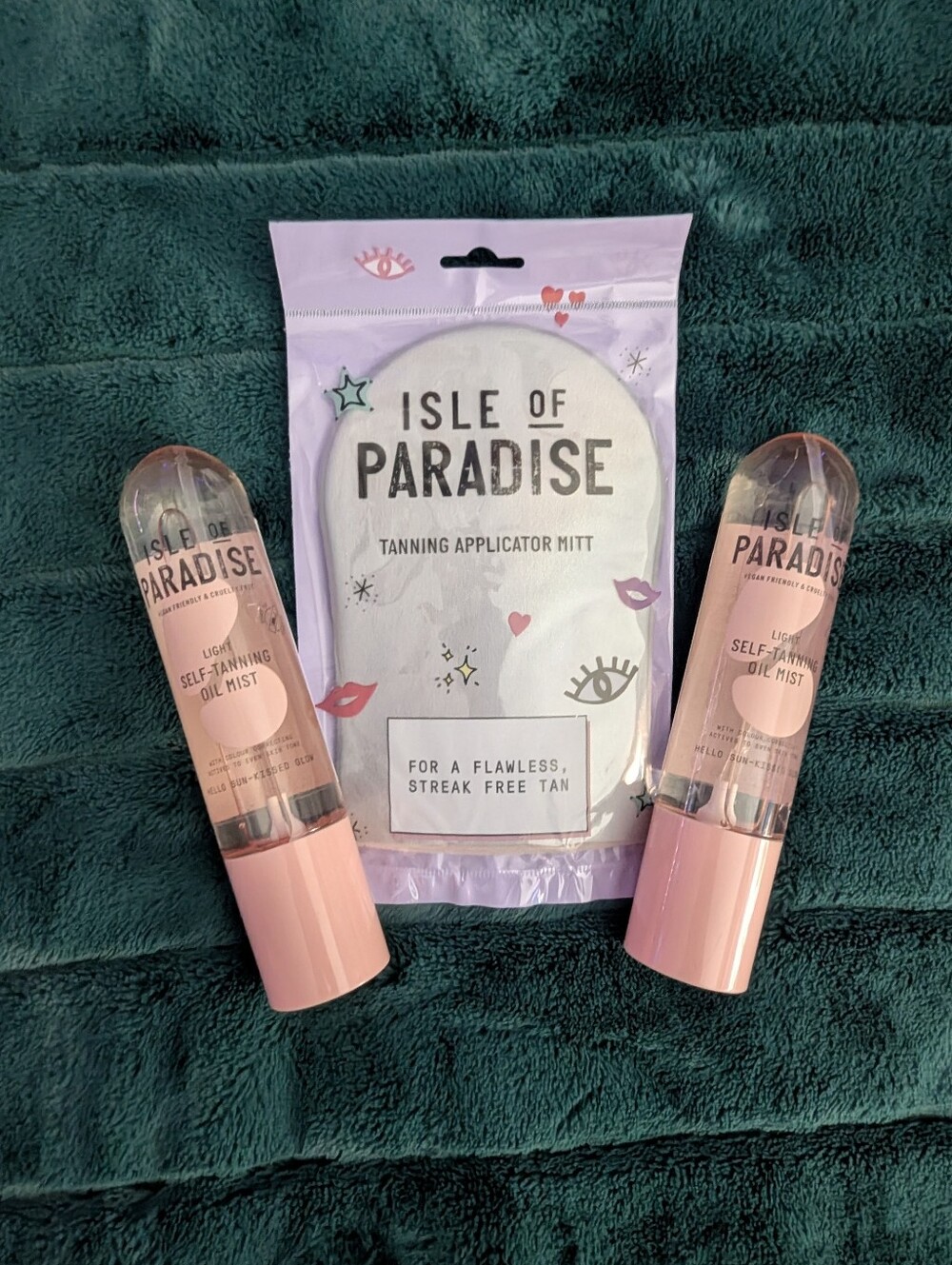 New Isle of Paradise Self-Tanning Bundle | 2 Light Oil Mists & Applicator Mitt